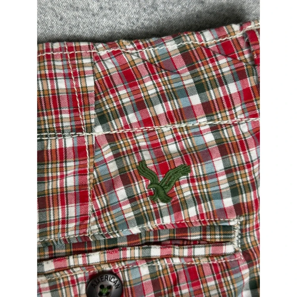 American Eagle Plaid‎ Shorts Mens 30x9 Red Classic Cotton Casual Preppy Y2K